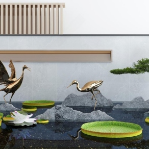 新中式假山水景3D模型下载